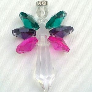 Crystal Angel Rainbow Maker Suncatcher Festive Flow Pretty Teap Pink & Purple
